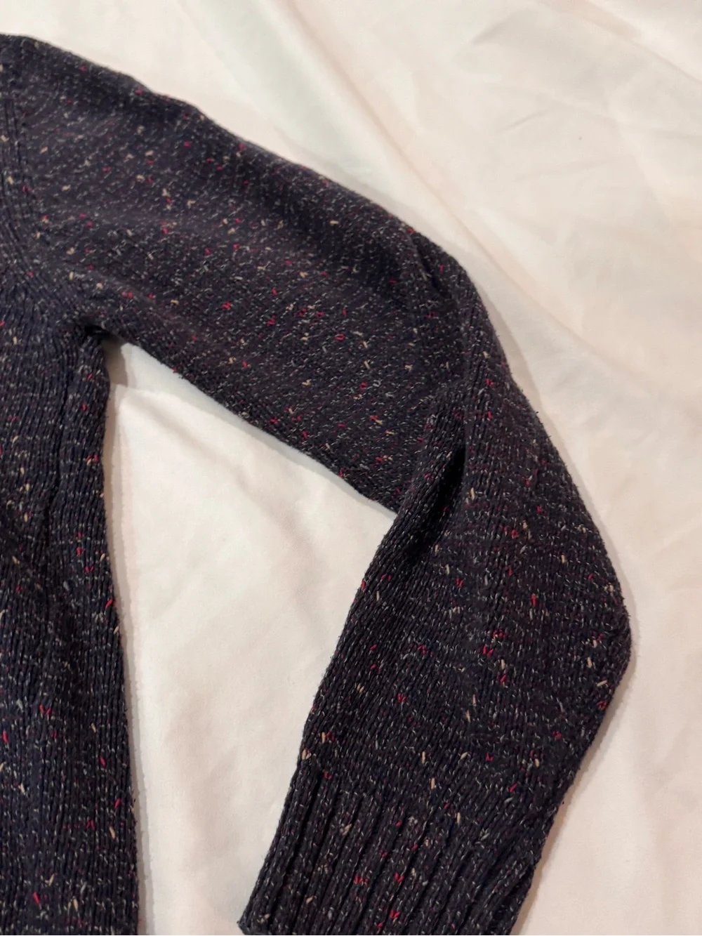 Zara Man Speckled Fleck Knit Crewneck Sweater Navy Blue Multicolor Size Medium